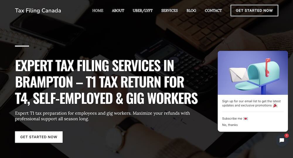 Tax Filing Canada website by LAMPP Brampton web design company